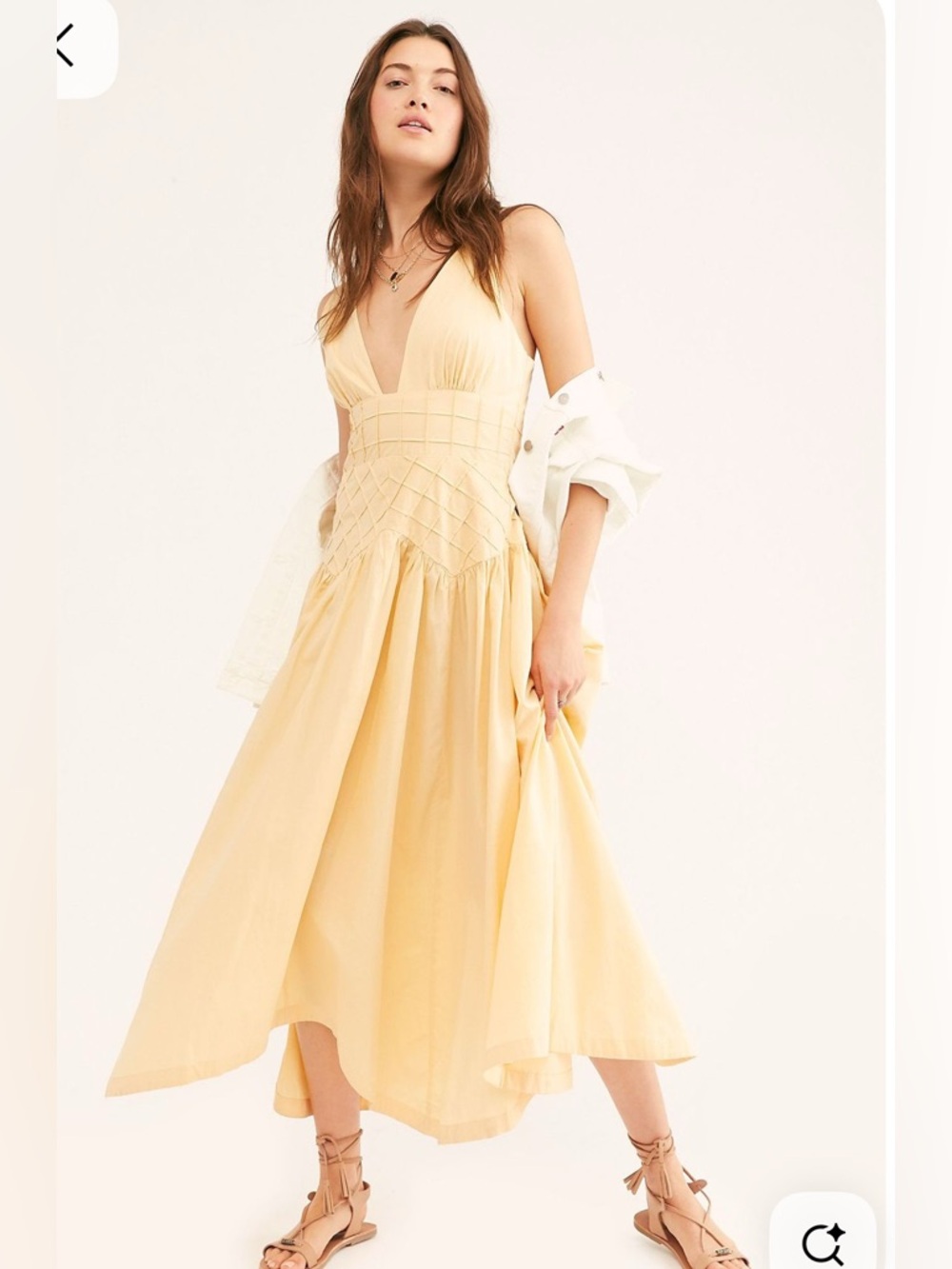 Free People Endless Summer Queen Midi Dress Size L New Yellow